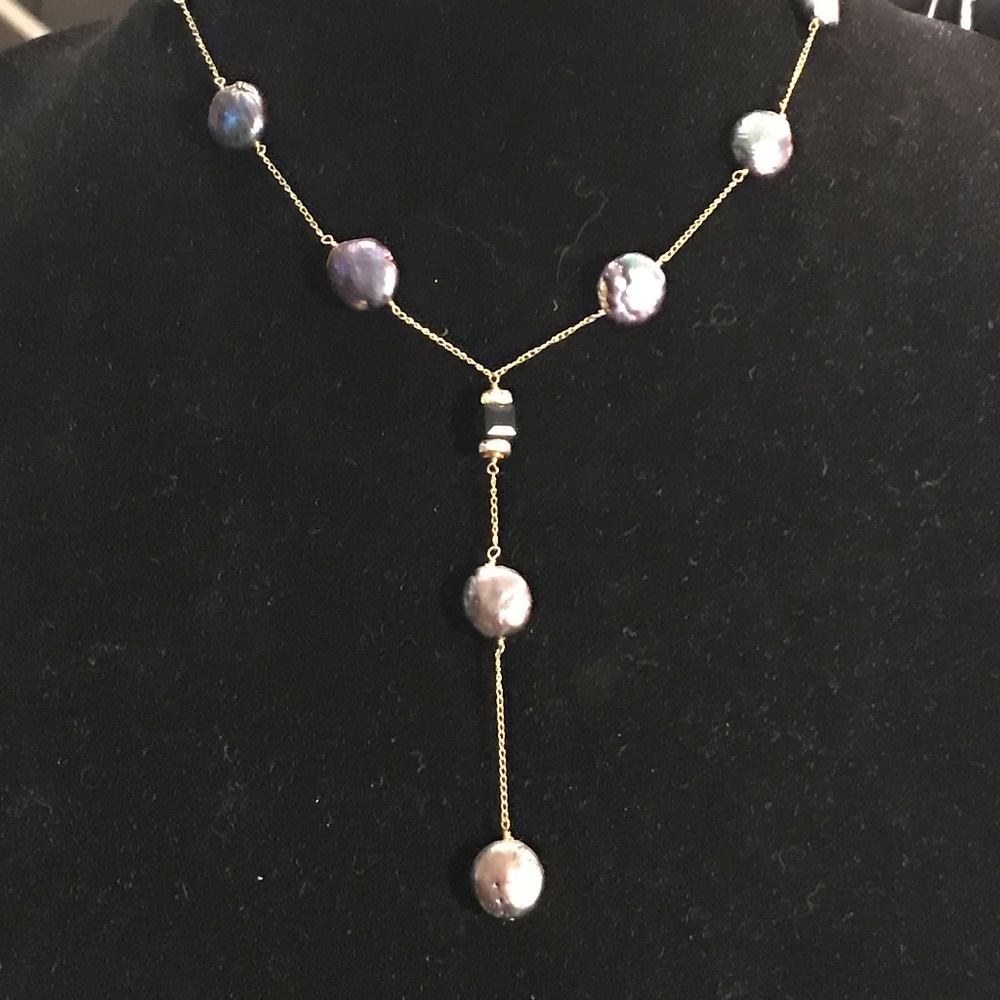 Coin pearl vermiel necklace with crystal